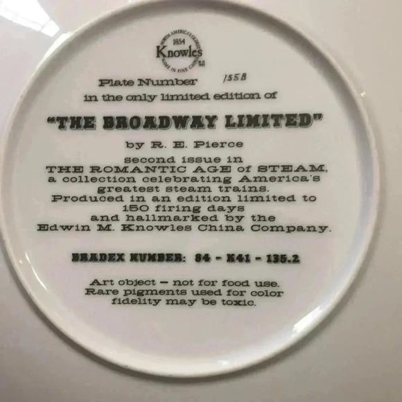 Knowles collector plate The Broadway limited by R.E. Pierce train collection - Picture 6 of 7